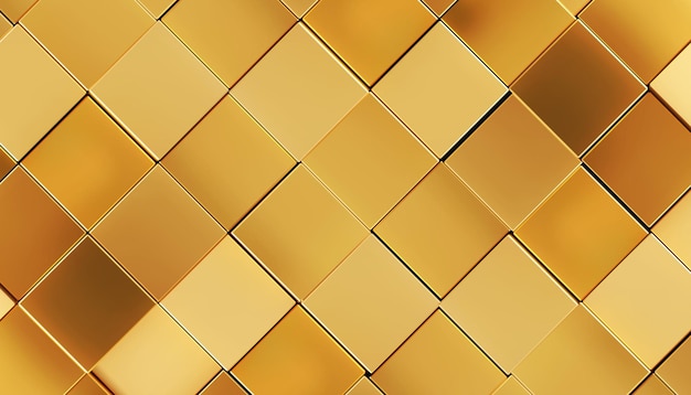 Абстрактный трехмерный золотой фон с реалистичным кубом и абстрактной многослойной формой современная золотая текстура