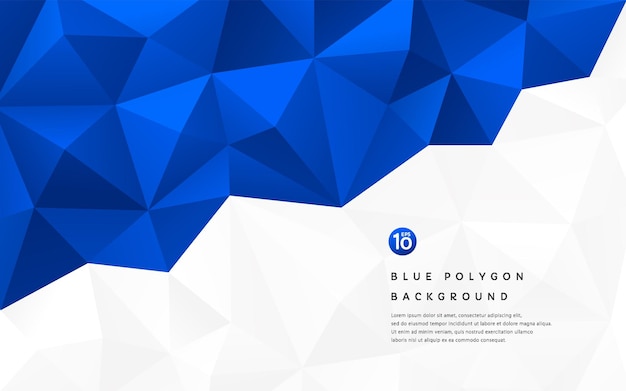 Abstract 3D gradient dark blue geometric polygonal pattern on white background with copy space