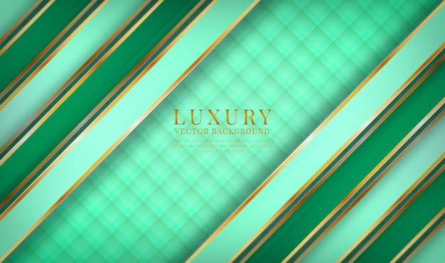 Abstract 3d green luxury background overlap layer with golden lines effect decoration