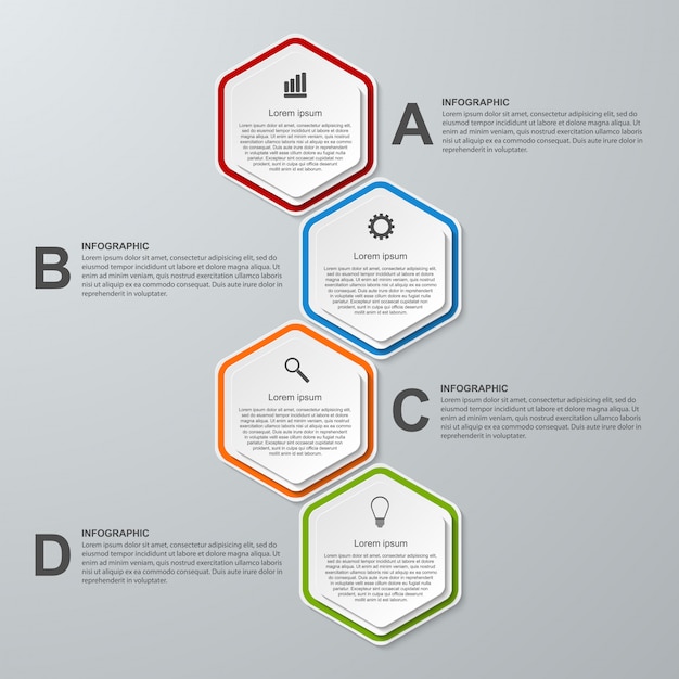 Infographics astratto di opzioni di affari di esagono 3d.