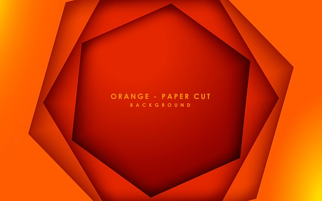 Abstract 3d hexagon orange papercut background