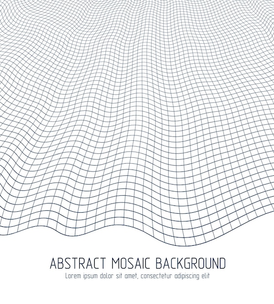Абстрактный трехмерный векторный фон линейной сетки, иллюстрация поверхности абстрактной размерной решетки.