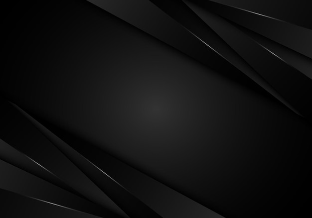 어두운 배경에 빛이 있는 추상 3d 현대적인 검은색 줄무늬 레이어입니다. 벡터 일러스트 레이 션