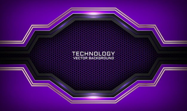 Abstract 3d purple and black technology background with metallic lines effect on dark space