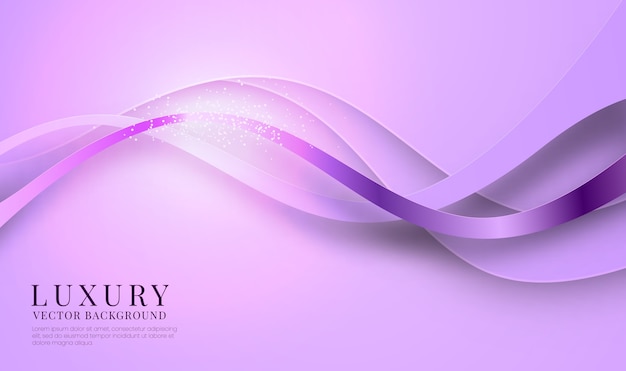 Abstract 3d purple luxury background with shiny metallic waves effect