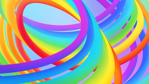 Vector abstract 3d rainbow tube object background