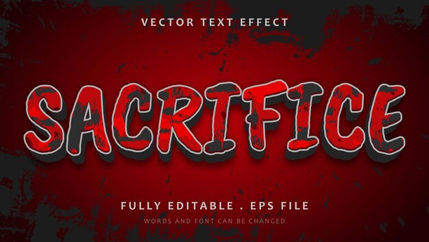 Abstract 3d Red Grunge Word Sacrifice Editable Text Effect Design