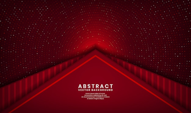 ドットキラキラとウッドテクスチャ形状の暗い空間上の抽象的な3 D赤い三角形の豪華な背景重複レイヤー