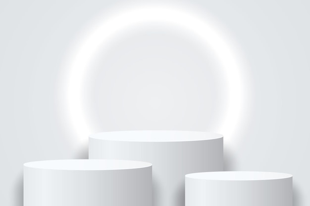 abstract 3d shape podium with lighting on studio background display pedestal mockup minimal scene