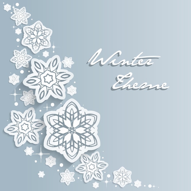 Abstract 3D Snowflakes Design Vector Christmas Background