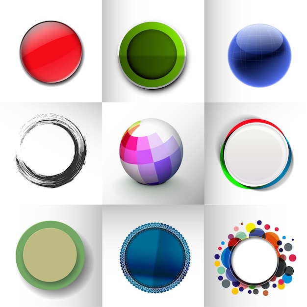 Abstract 3d sphere and circle design set