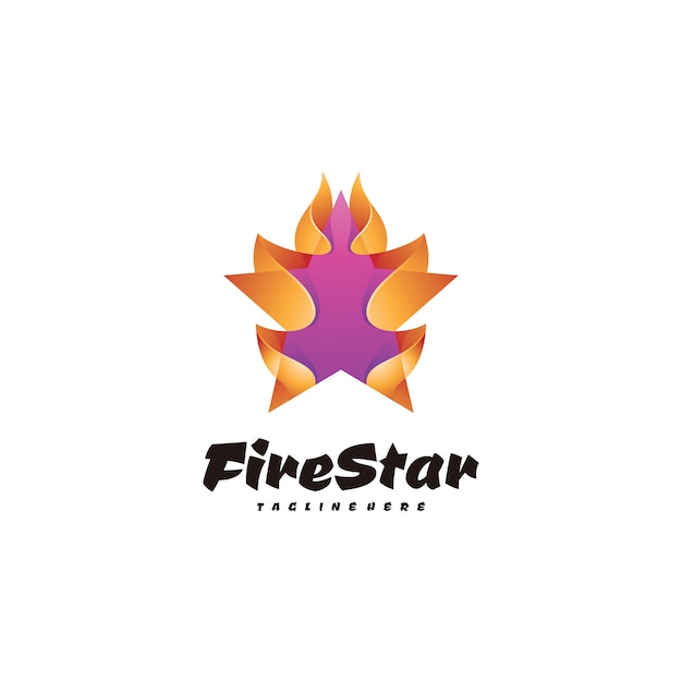 Abstract 3d star en fire flame-logo