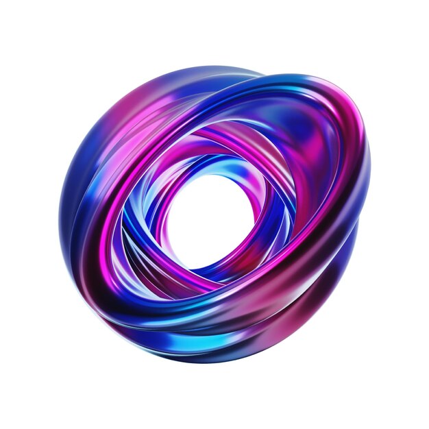 Abstract 3D Torus with Metallic and Glossy Finish