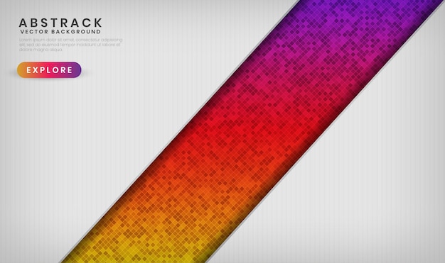 Abstract 3D white banner overlap layer with colorful rhombus pattern effects