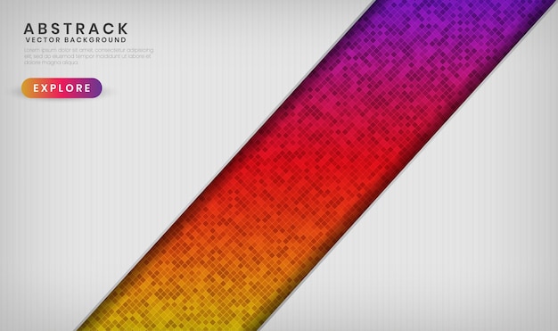 다채로운 마름모 패턴 효과와 추상 3d 흰색 배너 중복 레이어