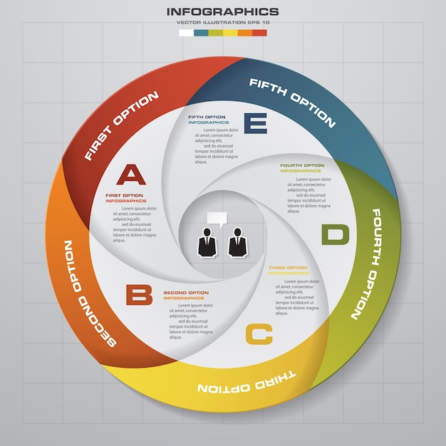 Abstract 5 steps modern pie chart infographics elements