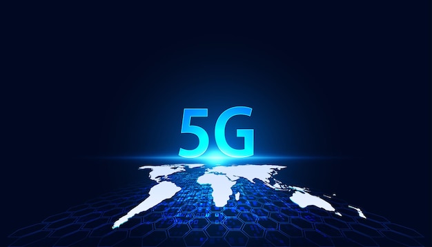 Abstract 5G holographic network wireless internet Wifi connection and internet of things