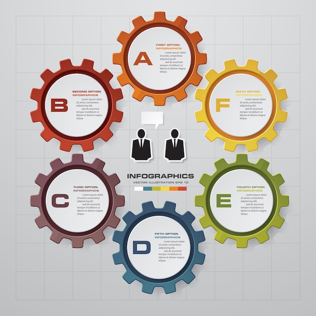 Абстрактные 6 шагов современные элементы инфографики