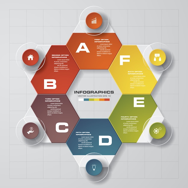 抽象的な6ステップの近代的なinfographics要素