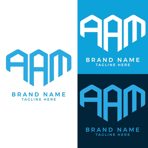 Vector abstract aam letter logo set design.