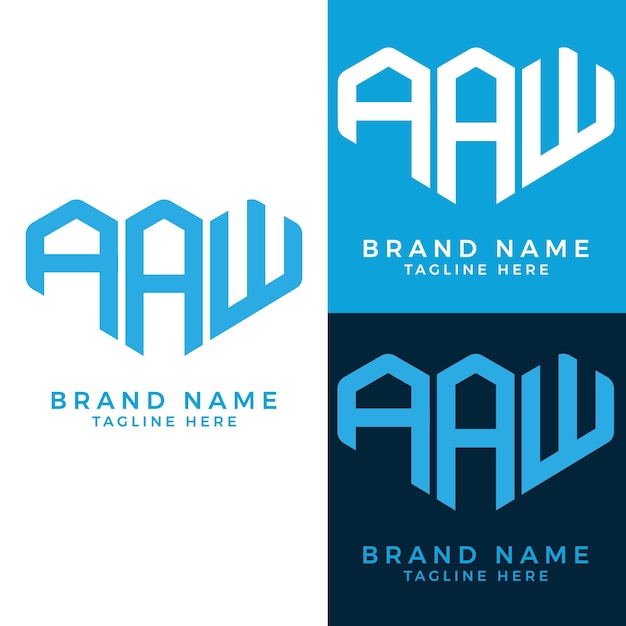 Abstract AAW letter logo set design.