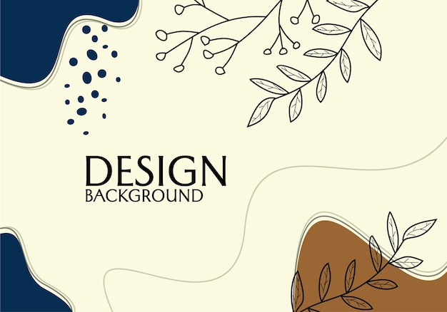 Abstract aesthetic banner design with hand drawn leaf elements template design for catalog poster