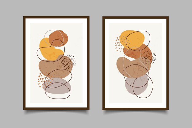 Vector abstract aesthetic contemporary modern shapes in vintage style for wall decoration