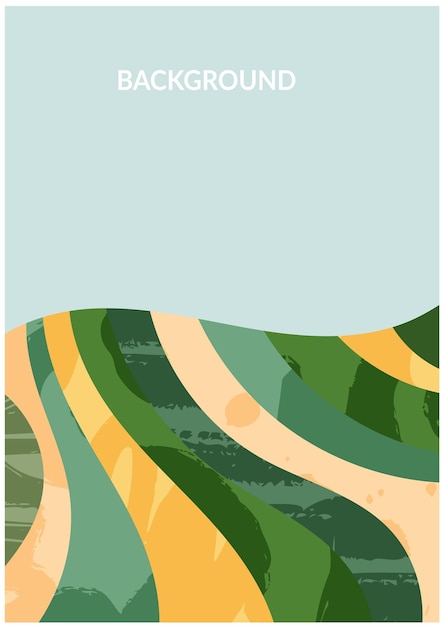 Abstract aesthetic eco green collage design Organic nature shape vector illustration Landscape pattern composition Geometric field ornament Contemporary vertical poster modern field background