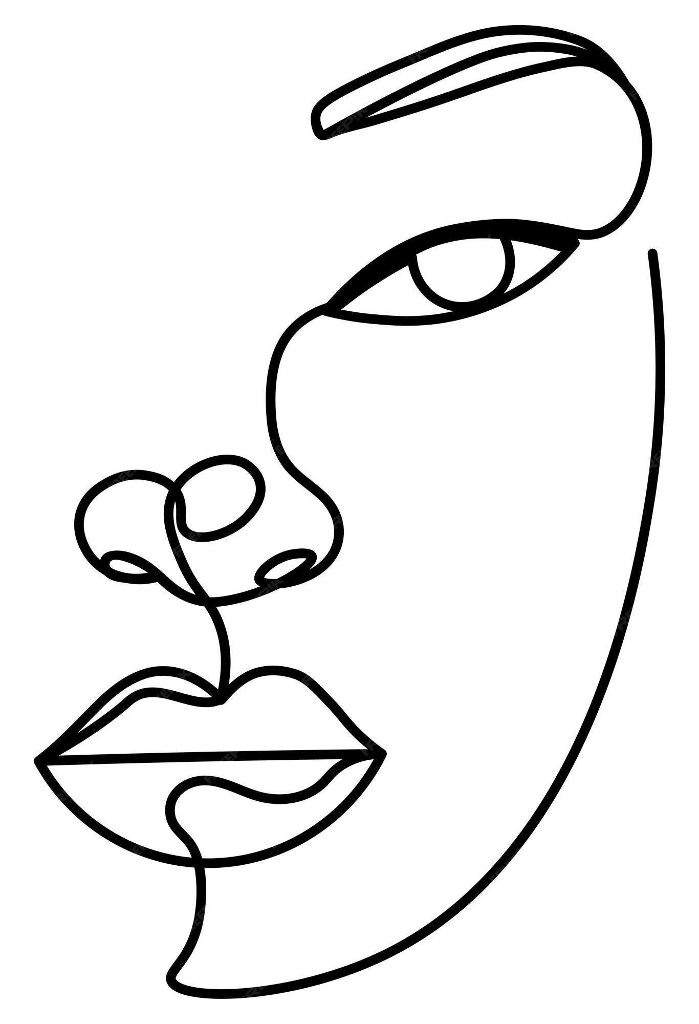 Premium Vector | Abstract aesthetic face one line face abstract one ...