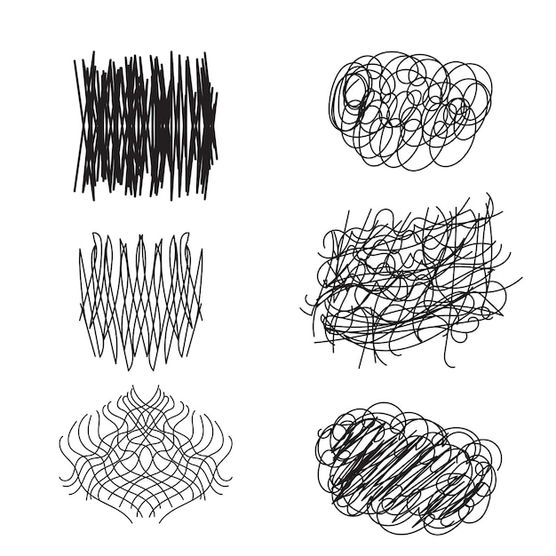 Vector abstract afbeelding pen krabbel collectie illustratie hand getrokken klitten lijnen cirkels doodle schets