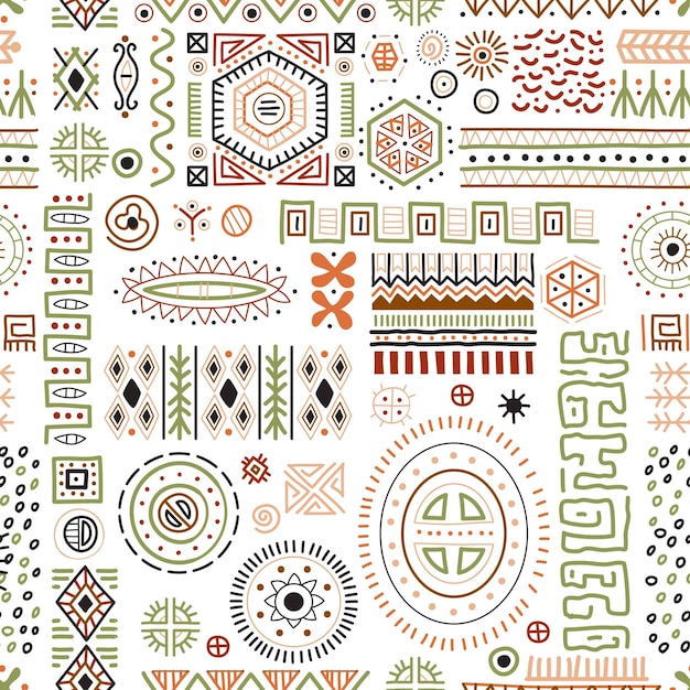 Abstract african shapes seamless background tribal geometric decoration pattern