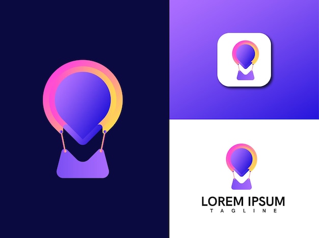 Вектор Абстрактные элементы шаблона дизайна иконки приложения с логотипом воздушного шара