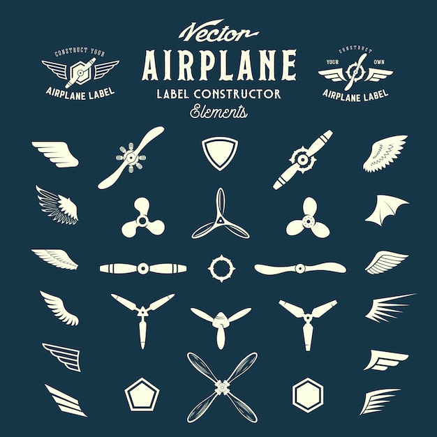 Vector abstract   airplane labels or logos construction elements.