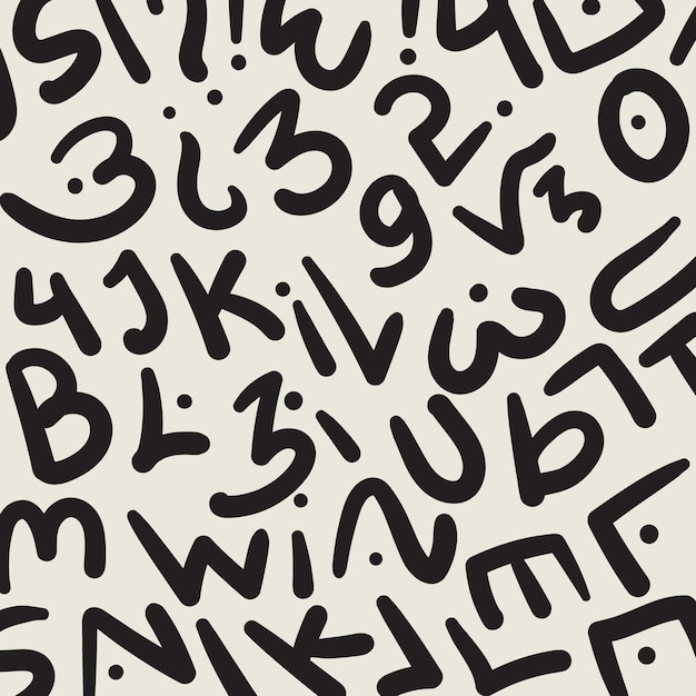 abstract alphabet doodle pattern design template