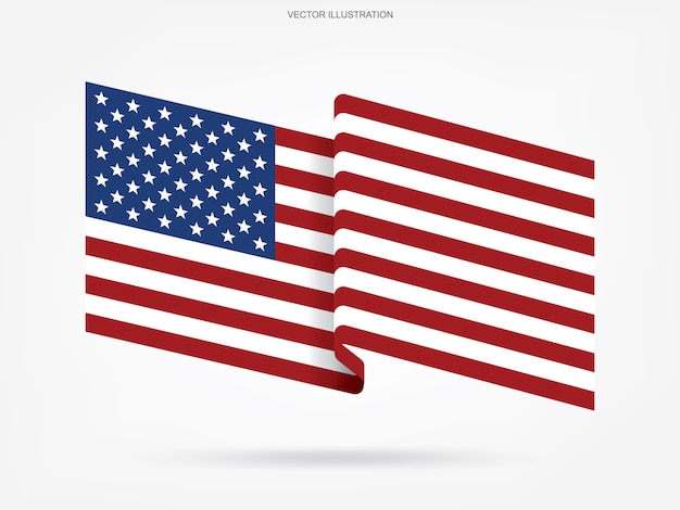 白い背景に抽象的なアメリカの国旗。
