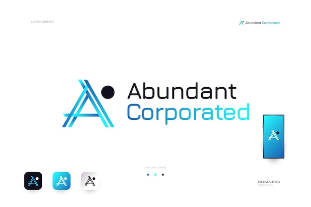 Вектор Абстрактная и современная буква a дизайн логотипа в стиле blue gradient letter a initial monogram logo for business and technology logo