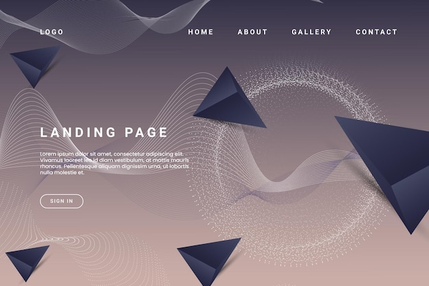 ベクトル 抽象と形状のランディング ページ テンプレート
