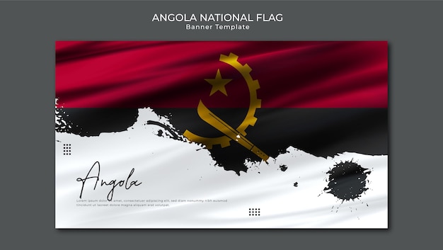 Vector abstract angola flag on grunge background realistic cloth texture angola flag