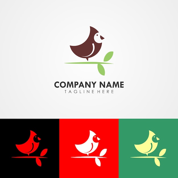 추상 동물 회사 로고. 고유한 새 아이콘이 있는 디자인 로고 템플릿