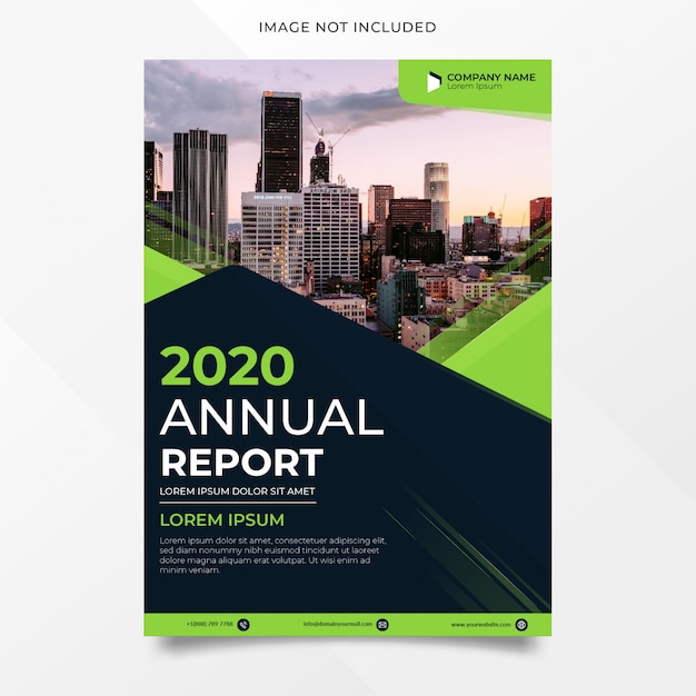 Abstract annual report design with green shape