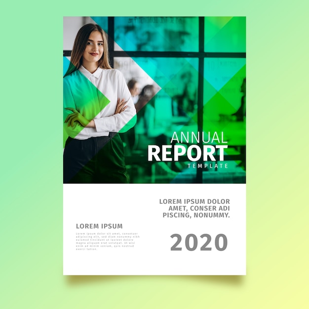 Abstract annual report template theme with photo