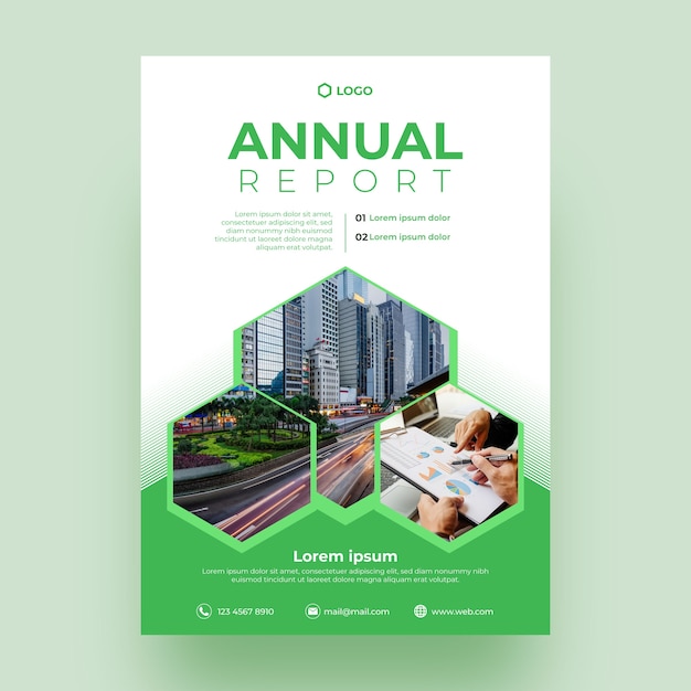 Abstract annual report template with image