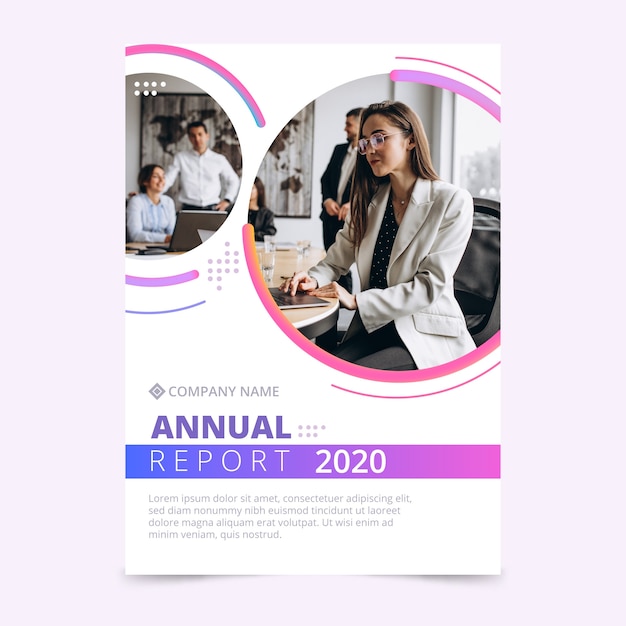 Abstract annual report template with photo