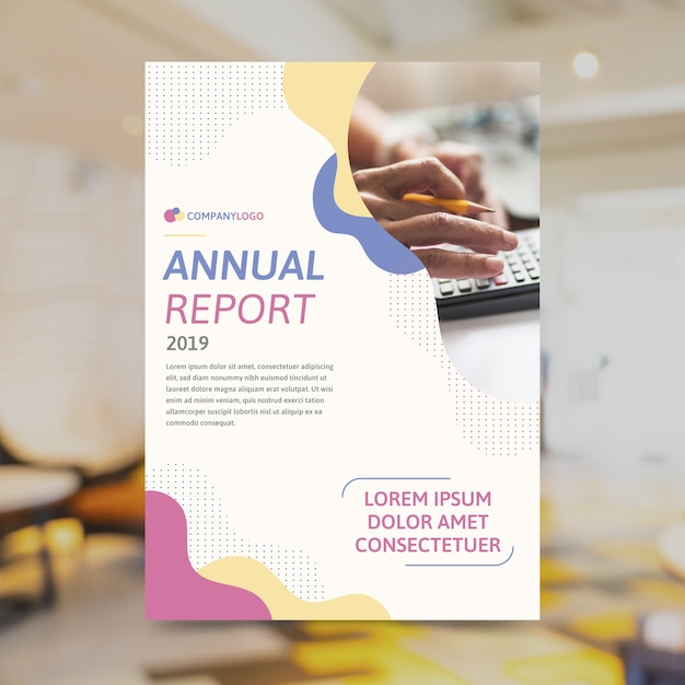 Vector abstract annual report template with photo