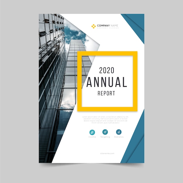 Abstract annual report template with photo