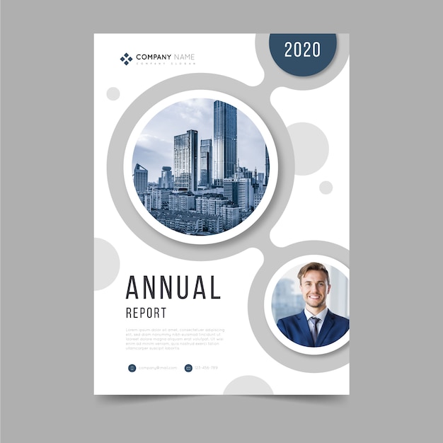 Abstract annual report template with photo