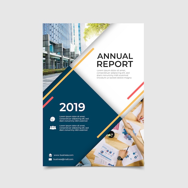 Abstract annual report template with photo