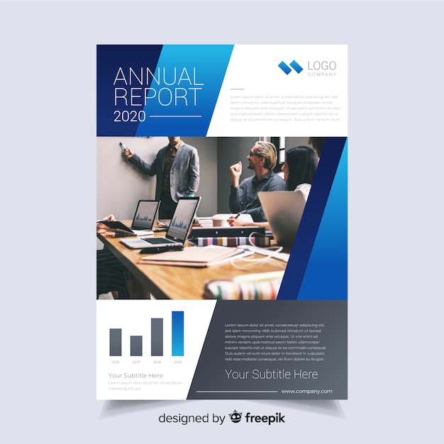 Abstract annual report template with photo