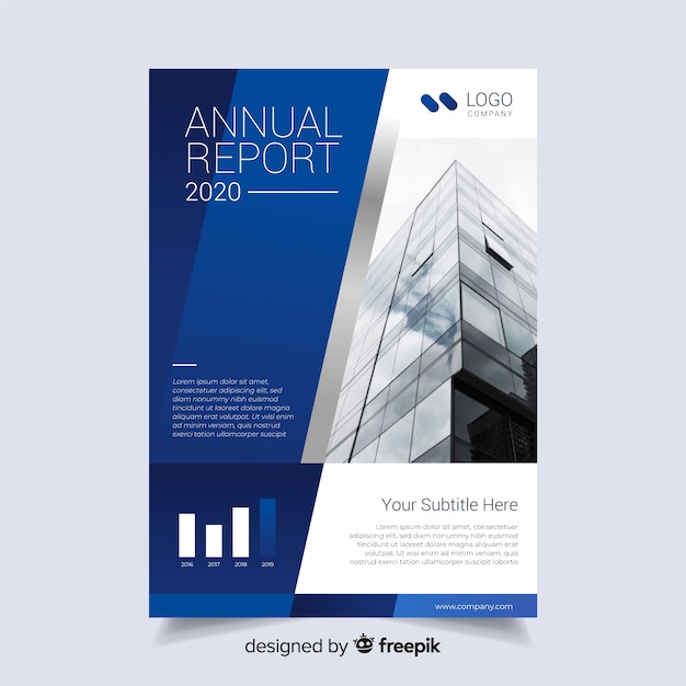 Abstract annual report template with photo