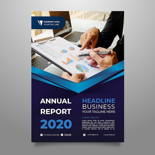 Vector abstract annual report template with photo